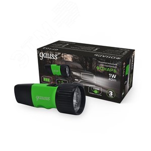 Фонарь ручной LED 1 Вт 40 Лм NI-MH 250mAh модель GFL103 Gauss (GF103) - фото 4