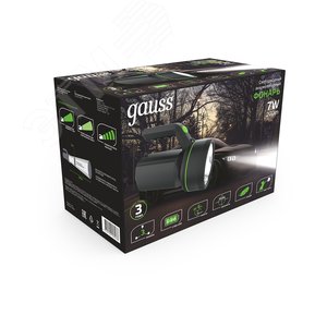 Фонарь прожекторный светодиодный GFL601 7W 200lm Li-ion 3000mAh LED 1/10/30 | GF601 | Gauss - фото 3