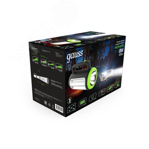 Фонарь прожекторный светодиодный GFL603 8W 500lm lead acid 1500mAh диммируемый LED 1/10/20 | GF603 | Gauss - фото 3