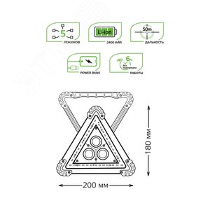 Фонарь автомобильный LED 15 Вт 800 Лм Li-ion      2400mAh модель GFL802 Gauss (GF802) - фото 5