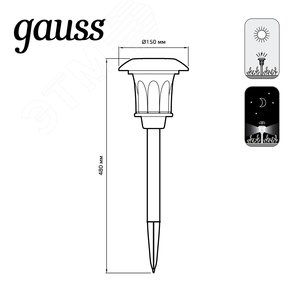 Светильник садовый Gauss GS002 на солнечных батареях 4000K - фото 6