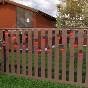 Гирлянда светодиодная Белт Лайт 10 несменных ламп 7,7 м IP44 красный Holiday Gauss (HL064) - фото 8
