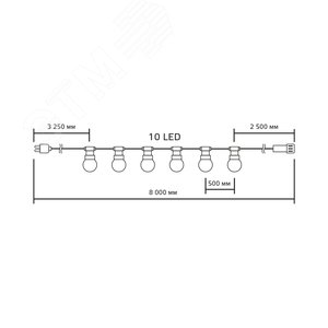 Гирлянда светодиодная Белт Лайт 10 несменных ламп 7,7 м IP44 красный Holiday Gauss (HL064) - фото 9