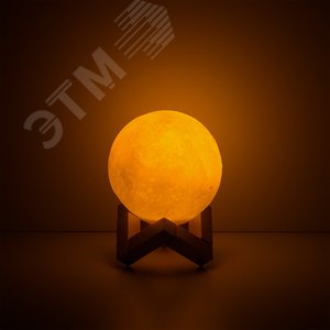 Светильник ночник настольный 1 Вт 100 лм 2700-5000К DC 5В Белый IP20 100х100х100мм 3D Луна с Li-ion акк 450мА D10 см NN Gauss - фото 12