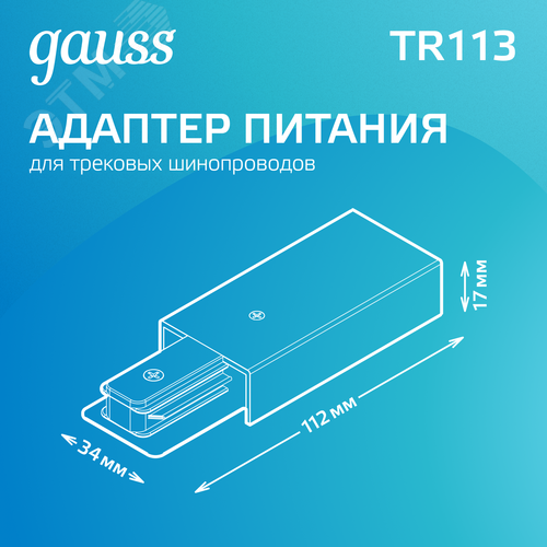 Адаптер питания для подключения трековых шинопроводов к сети AC 220В Черный IP20 Track - фото 3