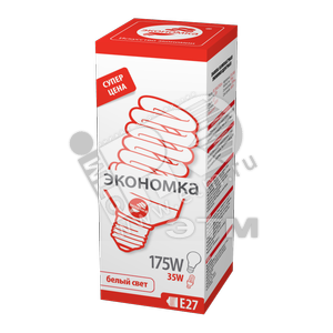 Лампа энергосберегающая КЛЛ 35/842 E27 D71х130 спираль ЭКОНОМКА - Экономка