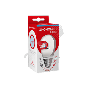 Лампа светодиодная LED 7Вт 220В E27 шар холодный 580Лм Экономка (Eco_LED7wGL45E2765) - Экономка