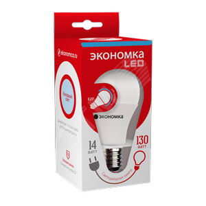 Лампа светодиодная LED 14Вт 220В E27 A60 холодный 1430Лм Экономка - Экономка