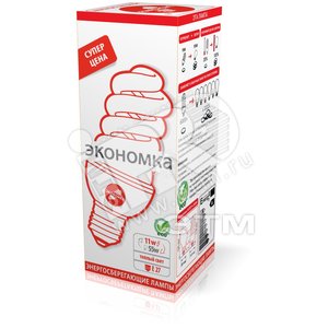 Лампа энергосберегающая КЛЛ 11/827 E27 D48х111 спираль ЭКОНОМКА - Экономка
