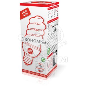Лампа энергосберегающая КЛЛ 13/842 E27 D48х111 спираль ЭКОНОМКА - Экономка