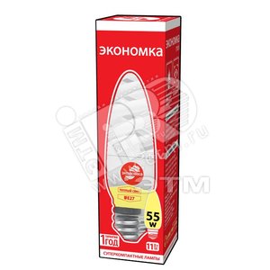 Лампа энергосберегающая КЛЛ 11/827 E27 D36х111 спираль ЭКОНОМКА - Экономка