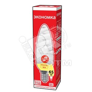 Лампа энергосберегающая КЛЛ 13/827 E14 D36х111 спираль ЭКОНОМКА - Экономка