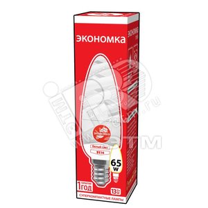 Лампа энергосберегающая КЛЛ 13/842 E14 D36х111 спираль ЭКОНОМКА - Экономка