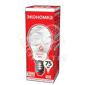 Лампа энергосберегающая КЛЛ 15/842 E14 D44х98 спираль ЭКОНОМКА - Экономка