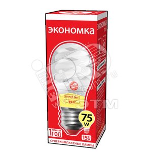 Лампа энергосберегающая КЛЛ 15/827 E27 D44х98 спираль ЭКОНОМКА - Экономка