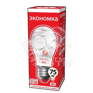 Лампа энергосберегающая КЛЛ 15/842 E27 D44х98 спираль ЭКОНОМКА - Экономка
