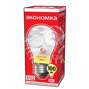 Лампа энергосберегающая КЛЛ 20/827 E27 D50х111 спираль ЭКОНОМКА - Экономка