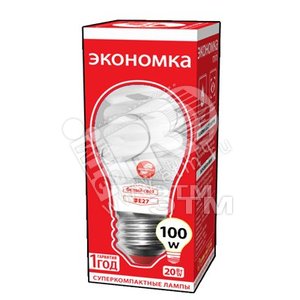 Лампа энергосберегающая КЛЛ 20/842 E27 D50х111 спираль ЭКОНОМКА - Экономка
