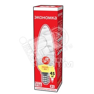 Лампа энергосберегающая КЛЛ 9/827 E14 D32х99 спираль ЭКОНОМКА - Экономка