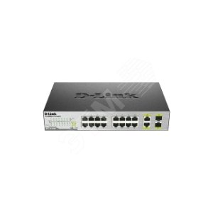 Коммутатор с 16 портами 10/100BASE-TX (8 портов с поддержкой PoE) и 2 комбо-портами 10/100/1000BASE-T/SFP (DES-1018P/A1A) - D-Link