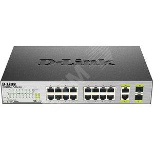 Коммутатор с 16 портами 10/100BASE-TX (8 портов с поддержкой PoE) и 2 комбо-портами 10/100/1000BASE-T/SFP (DES-1018P/A2A) - D-Link
