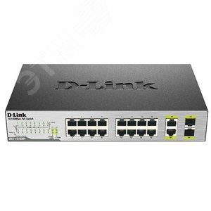 Коммутатор  с 16 портами 10/100BASE-TX с          поддержкой PoE +2 комбо-порта                     10/100/1000BASE-T/SFP (DL-DES-1018MP/E) - D-Link