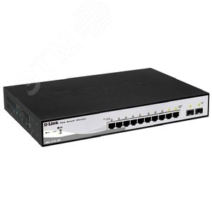 Коммутатор управляемый L2 PoE 8 портов 10/100/1000 Мб/с, 2хSFP, 65 Вт - D-Link