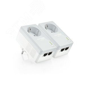 AV500 2-портовый адаптер/комплект адаптеров Powerline со встроенной электророзеткой