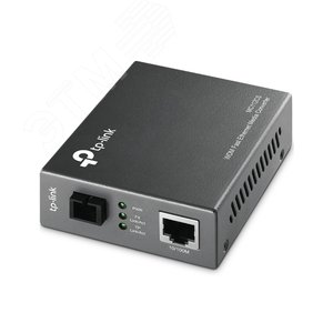 Медиаконвертер 10/100 Мбит/с RJ45 - 100 Мбит/с разъём SC (одномодовый оптоволоконный кабель), полнодуплексный,Tx:1310нм, Rx:1550нм, до 20км, переключающийся адаптер питания, возможность установки в шасси TL-MC1400 (TL-MC112CS) - TP-Link