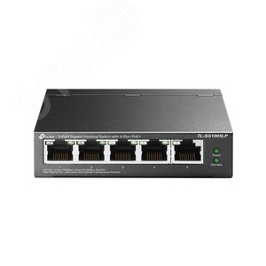 5-портовый гигабитный неуправляемый коммутатор с 4 портами PoE+, металлический корпус, настольная установка, бюджет PoE — 40 Вт. (TL-SG1005LP) - TP-Link