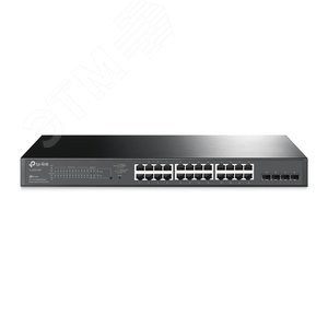 28-портовый гигабитный Smart коммутатор с 24 портами PoE+, 24 гигабитных порта PoE+, 4 гигабитных SFP-слота, 802.3at/af, бюджет PoE — 250 Вт, стальной корпус 1U для монтажа в 19-дюймовую стойку, интеграция с контроллером Omada SDN, статическая м (TL-SG2428P) - TP-Link