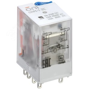 Реле интерфейсное ORM 2C 24В DC со светодиодом и тестовой кнопкой ONI (ORM-1-2C-DC24V-L-B) - IEK (ИЭК)