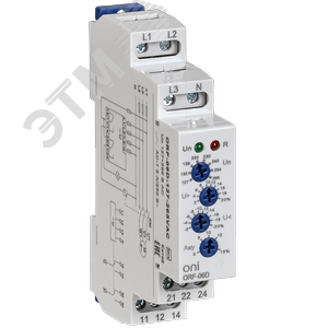 Реле фаз ORF-06D 3ф. 2 конт. 127-265В AC с контр  нейтр. ONI (ORF-06D-127-265VAC) - IEK (ИЭК)