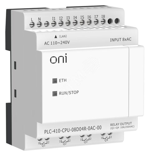 ПЛК 410 Модуль ЦПУ 8 DI 4 RO 220В AC с Ethernet портом без экрана - артикул PLC-410-CPU-08D04R-0AC-00