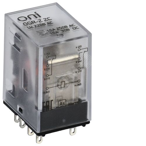 Реле общего назначения OGR-2 2C 220В AC ONI - фото 2