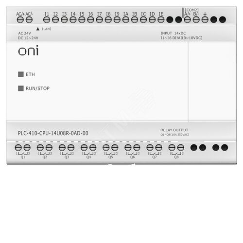 ПЛК 410 Модуль ЦПУ 8 DI 6 UI (0-10 В/DI) 8 RO 12В-24В DC или 24В AC с Ethernet портом без экрана - фото 2