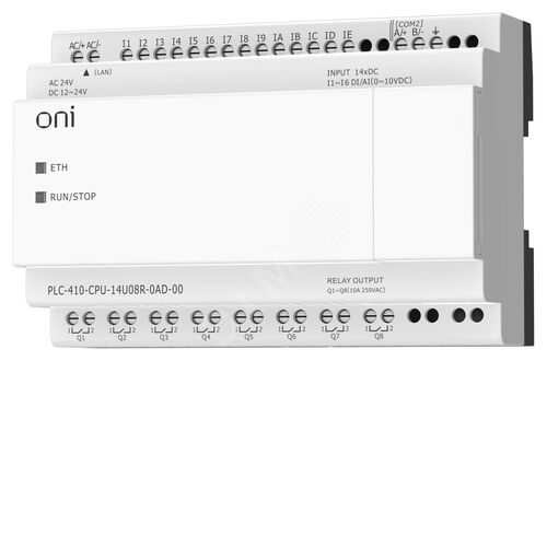 ПЛК 410 Модуль ЦПУ 8 DI 6 UI (0-10 В/DI) 8 RO 12В-24В DC или 24В AC с Ethernet портом без экрана - фото 3