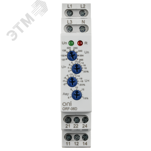 Реле фаз ORF-06D 3ф. 2 конт. 127-265В AC с контр  нейтр. ONI (ORF-06D-127-265VAC) - фото 2