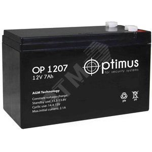 Аккумулятор Optimus OP 12В/7 А/ч (АКБ OP 1207) - Optimus АКБ