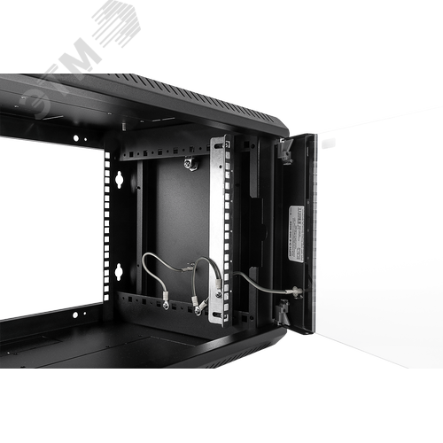 Шкаф телекоммуникационный настенный разборный 9U (600х350) дверь стекло черный 2