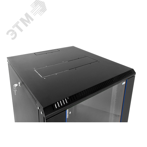 Шкаф телекоммуникационный настенный разборный 12U (600х350) дверь стекло черный 2