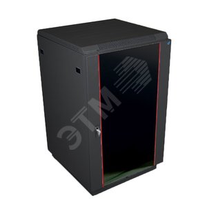 Шкаф телекоммуникационный напольный 18U (600х600) дверь стекло черный