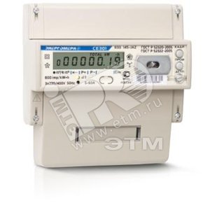 Счетчик электроэнергии трехфазный многотарифный СЕ 301 R33 145 JAZ Сам 60/5 Т4 D+Щ RS485 230/400В ЖК (CE301 R33 145-JAZ Сам) - Энергомера