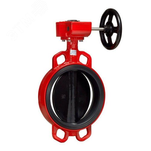 Затвор дисковый поворотный межфланцевый 017W DN 200 (КРАСНЫЙ) ч/ч с редуктором и устройством контроля положения открыто IP66