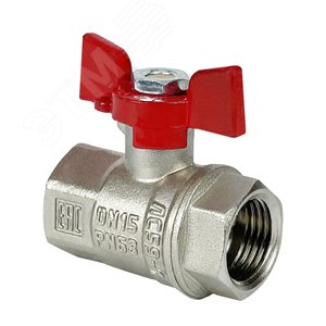 Кран шаровой PREMIUM для воды 11Б27фт1М латунный никелированный 3/4' ВР-ВР бабочка - VALFEX-T