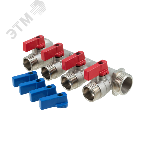 Коллектор резьбовой с шар.кранами ВМ 3/4x3/4x1/2x4 - AQUALINK