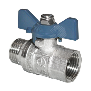 Кран шаровой ВН 1/2 бабочка никелированный - AQUALINK