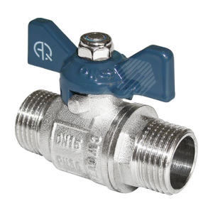 Кран шаровой НН 1/2 бабочка никелированный - AQUALINK