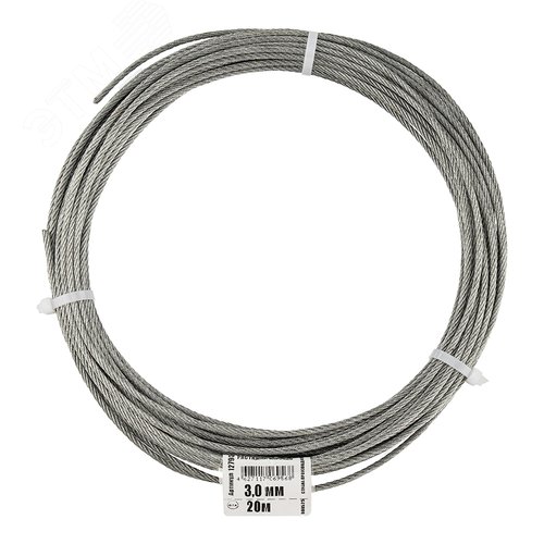 Трос DIN3055 3мм стальной оцинкованный (20м) - Тех-КРЕП