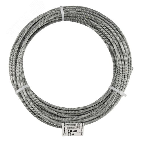 Трос DIN3055 5мм стальной оцинкованный (20м) - Тех-КРЕП
